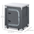 Outsunny - Station de cuisine de camping avec 2 étagères et sac de transport pour barbecue, fêtes, pique-niques, arrière-cours, gris-Revêtement en tissu résistant à l'eau avec deux étagères de rangement