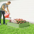 Outsunny - Jardin surélevé 4 pi x 4 pi x 1 pi pour légumes - vert clair-Le matériau en acier galvanisé est recouvert de poudre pour une utilisation en extérieur 