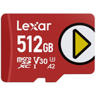 Lexar - PLAY Speed Pump carte mémoire MicroSDXC - 512Go - Rouge-Vitesses de transfert rapides pour un temps de chargement rapide jusqu'à 205 Mo/s