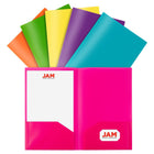 JAM Paper - Chemises plastiques à 2 pochettes - format légal - résistantes - couleurs tendance assorties - Paquet de 6-Chemises JAM Paper POP | Couleurs : rose, jaune, violet, orange, bleu sarcelle et vert citron