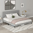 HOMCOM - Cadre de lit plateforme king size rembourré avec tête de lit - gris-Aucun sommier nécessaire 
