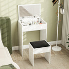 HOMCOM - Coiffeuse miroir - 23,7 po L x 15,8 po l x 31,1 po H - blanc-Design 2-en-1, peut servir à la fois de coiffeuse et de bureau d'écriture 
