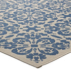 Modway - Ariana Treillis floraux vintage à l’intérieur et à l’extérieur Tapis de 5 pi l x 8 pi L - Bleu et beige-Résistant aux taches / Facile à nettoyer