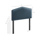 Modway - Cosette Performance Velvet Tête de lit taille jumelle, Bleu Cadet-Cadre en mélange de bois