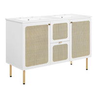 Modway - Chaucer 48" Meuble de salle de bain à double lavabo - Blanc blanc-MDF et panneau de particules