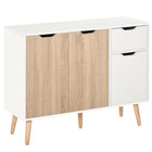 HOMCOM - Buffet 35,4 po L - blanc et bois naturel-Structure ultra épurée avec une construction bicolore pour plus d'intérêt visuel 