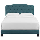 Modway - Amelia Performance Velvet Lit simple, Bleu de mer-Sommier requis (non inclus)