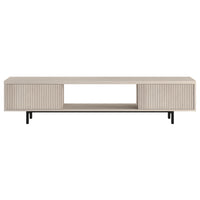 Hudson&Canal - Meuble TV Lucien pour téléviseurs jusqu'à 78" - Blanc Aulne-Un design contemporain moderne peut accueillir des téléviseurs jusqu'à 78 pouces pour votre espace de divertissement