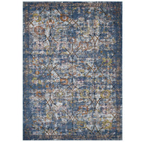 Modway - Minu Treillis floral vieilli Tapis 4 pi l x 6 pi L - Bleu, Gris, Jaune et Orange-Tapis à treillis floral vieilli