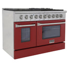 Kucht - 48 po Série KNG Cuisinière Pro Style au gaz naturel - Acier inoxydable/Rouge-Les brûleurs étanches facilitent le nettoyage de la cuisinière