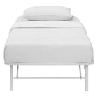 Modway - Horizon Acier inoxydable Cadre de lit simple, Blanc-Élimine le besoin de sommier