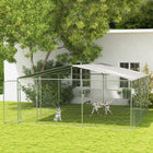 PawHut - Parc pour chien robuste d’extérieur 15,1 pi L x 15,1 pi l x 7,5 pi H-Cette clôture pour chien en métal avec maillons de chaîne comprend une porte verrouillable pour un accès pratique et une sécurité accrue 