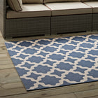 Modway - Cerelia Treillis marocains intérieurs et extérieurs Tapis 9 pi l x 12 pi L - Bleu et beige-Dessous en caoutchouc de prise