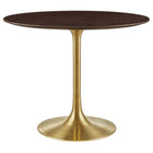 Modway - Lippa Rond de 36 po Bois Table à manger, Noyer cerise doré-Table à manger moderne