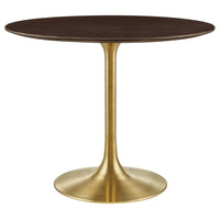Modway - Lippa Rond de 36 po Bois Table à manger, Noyer cerise doré-Table à manger moderne