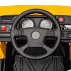 Qaba - Voiture électrique pour enfants 12V, véhicule de chantier avec benne basculante électrique - jaune-Deux moteurs alimentent un système 12V pour des vitesses allant jusqu'à 3,7 mi/h (6 km/h) 