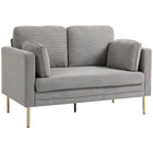 HOMCOM - Canapé 55 po pour deux personnes avec coussins - gris-Doté d’un tissu en velours côtelé doux, offrant une assise confortable et chaleureuse 