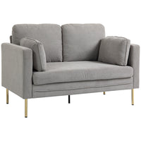 HOMCOM - Canapé 55 po pour deux personnes avec coussins - gris-Doté d’un tissu en velours côtelé doux, offrant une assise confortable et chaleureuse 