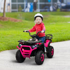 Qaba - Véhicule électrique pour enfants 12V à batterie avec 4 roues à suspension à ressort - rose-Le panier de rangement à l'arrière permet de garder facilement jouets et essentiels 