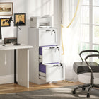 HOMCOM - Caisson de bureau vertical à 3 tiroirs - effet bois blanc-Chaque tiroir est équipé de deux serrures pour un rangement sécurisé des documents 
