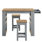 Modway - Galley 3 pièces Îlot de cuisine et ensemble de tabouret, Gris chêne-9