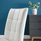 Modway - Promulgate Biscuit Touffé Cuir synthétique rembourré Fauteuil d’appoint de salle à manger Ensemble de 2 - Blanc-Pieds en caoutchouc massif