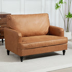 HOMCOM chaise d’appoint 45 po avec large assise pour salon - brun-Les coussins épais garantissent une expérience d’assise améliorée  
