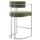Modway - Huron Dos courbé Tissu et métal Tabouret de comptoir - Feuille d’argent-Entièrement assemblé