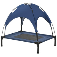 PawHut - Lit rafraîchissant surélevé pour animaux avec auvent pour chiens de taille moyenne - 30 po L x 24 po l x 29 po H - bleu foncé-Surélevé du sol pour plus de confort et permettre la circulation de l’air de tous les côtés 