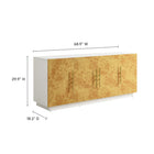 Modway - Abel 69 pouces Burl Wood Buffet de buffet TV, Burl blanc blanchi-Stratifié de bois de burl