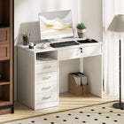 Vinsetto - Bureau d'ordinateur avec rangement - 43,3 po L x 19,7 po l x 29,9 po H - blanc-Le grand tiroir est verrouillable avec deux clés pour ranger les documents en toute sécurité