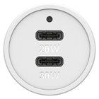 OtterBox - Chargeur de voiture double USB-C de 30 W plus 20 W à charge rapide - Blanc-Doublez la consommation d'énergie avec deux ports de charge rapide pour charger votre smartphone jusqu'à 58 pourcent en 30 minutes