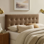 Modway - Emily Velours de performance résistant aux taches Tête de lit Queen size, Taupe-Cadre en mélange de bois
