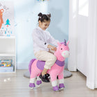 Qaba - Licorne mécanique à bascule cheval de marche jouet - rose-Ajuster la direction avec la poignée 
