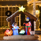 HOMCOM - Arche biblique de la Nativité de Noël gonflable de 6ft pour décoration de vacances - Marron-5 groupes de lumières LED blanches apportent un effet vibrant et améliorent la visibilité la nuit 