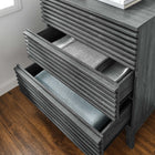 Modway - Render 3 tiroirs Coffre de célibataire, Charbon de bois-Tiroirs glissants à extension complète