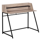 Monarch Specialties - 7546 Bureau 48 po L - Taupe Fonce/Metal Noir-Bureau d'ordinateur au fini faux bois taupe foncé avec une petite huche avec 1 longue tablette au fini noir