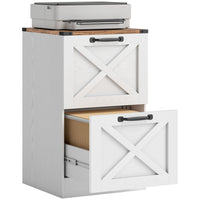 HOMCOM - Classeur 2 tiroirs pour documents format lettre/A4 - blanc-Présente un style ferme avec des panneaux en X, rehaussant la décoration de votre bureau à domicile 
