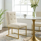 Modway - Privy Acier inoxydable doré Tissu rembourré Chaise d’accent pour salle à manger - Beige doré-Détails Biscuit-Tufted