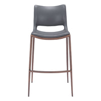 Zuo - Ace Tabouret de bar - Gris foncé/Noyer - Ensemble de 2-Rembourrage moelleux et confortable