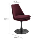 Modway - Lippa Salle à manger pivotante Performance Velvet Fauteuil d’appoint - Mûrier noir-Design sans bras avec base sur piédestal