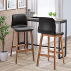 HOMCOM - Tabourets de bar hauteur comptoir avec cuir PU - brun foncé - paquet de 2-Convient pour la cuisine et au-delà, il est également adapté aux entreprises 
