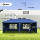 Outsunny - Tente auvent d'extérieur pliante 10 pi l x 20 pi L avec sac de transport - Bleu-Structure en acier solide et pieds réglables offrant un support stable où cela est nécessaire