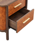 Modway - Coralie 2 tiroirs Cuir végétalien courbé Table de chevet, Noyer Tan-8