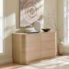 Modway - Mirae 6 tiroirs Commode incurvée, Chêne clair brossé-Stratifié à grain de bois