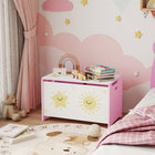Qaba - Coffre de rangement pour enfants avec couvercle - rose-Surface peinte et imprimée pour plus de beauté  
