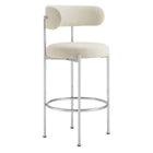 Modway - Albie Tissu Tabourets de bar Ensemble de 2 - Argent beige-Capacité de poids : 330 lb.