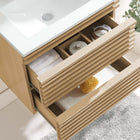 Modway - Render Support mural de 24" Vanette de salle de bain - Oak White-MDF et panneau de particules