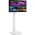 LG - Écran tactile intelligent multipoint IPS 4K UHD HDR 60 Hz Swing 31,5" avec support à roulettes-La conception portable Smart Monitor Swing avec une base à roulettes permet de se déplacer facilement d’une pièce à l’autre, offrant une mobilité fluide et stable. Le compartiment adaptateur dissimulé assure un environnement bien rangé et sans câble.