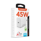 HyperGear - Chargeur mural USB-C PD SpeedBoost 45 W à port unique - Blanc-Charge ultra-rapide pour iPhone et téléphones Android